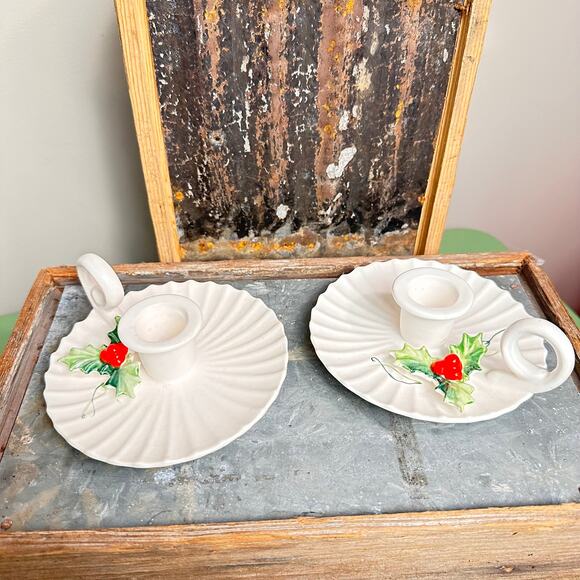 Holt Howard 1950s Vintage Christmas Candlestick Holders - Picture 1 of 5